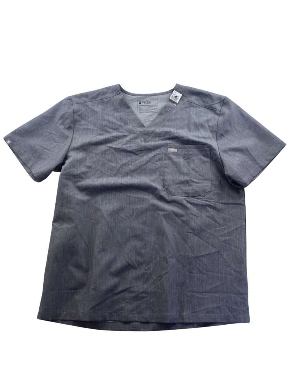 Figs Technical Collection Men V-Neck Scrub Top Size XL Heather Gray Short Sleeve